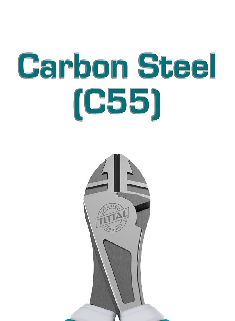 توتال كماشة قطع جانبية شديدة التحمل من توتال بطول ١٨٠ ملم (٧ بوصات)، مصنوعة من فولاذ كربوني C55، بتشطيب مصقول مع زيت مقاوم للصدأ، ومقبض ثنائي اللون لراحة وتحكم أفضل - Image 3